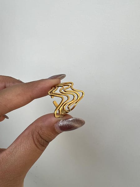 Gold Wave Adjustable Ring for Women