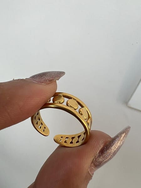 Gold Minimal Adjustable Ring for Women with modern double band open design