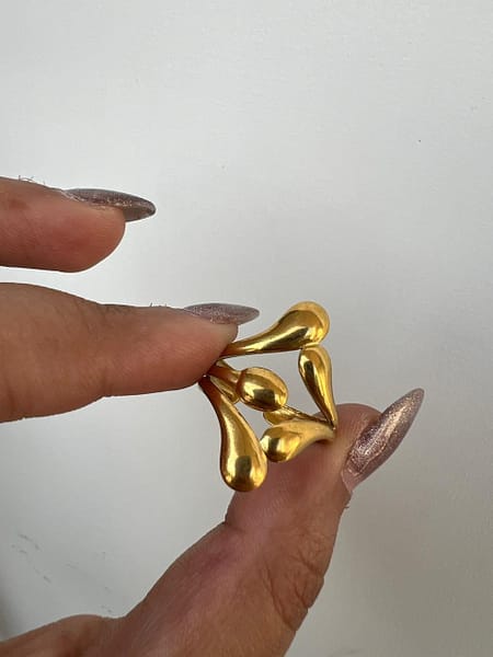 Gold Modern Adjustable Ring for Women abstract drop design
