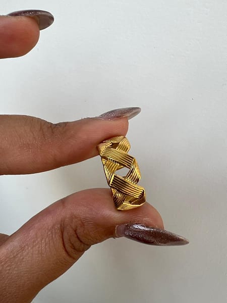 Gold Chain Adjustable Ring for Women with braided interlinked design and adjustable open band