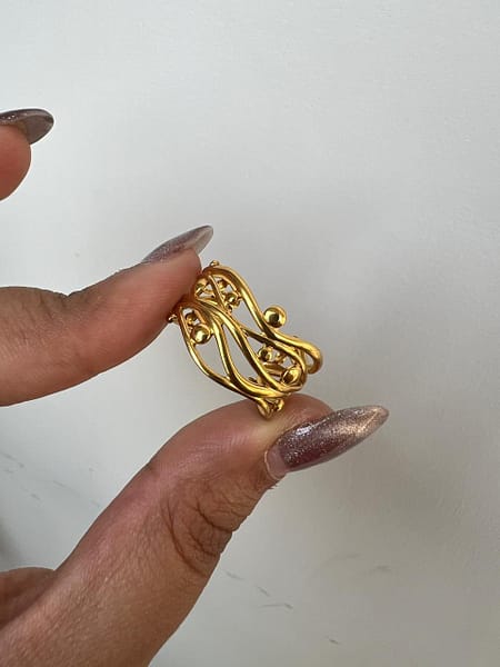Gold Abstract Adjustable Ring for Women artistic open design