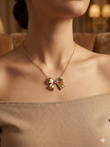 cute bow pendant necklace for girls