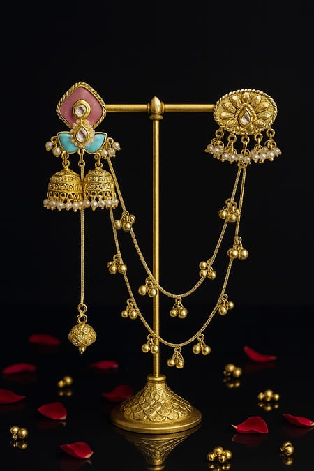 Meherbano Dual Jhumka Kanchain Earrings