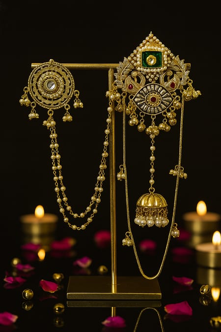 Dulhan-e-Kashmir Twin Chain Earrings