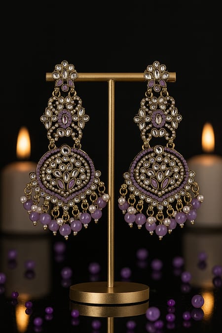 Noor-e-Lavender Chandbali Earrings