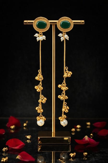 Kashmiri Matte Pearl Drop Long Jhumka
