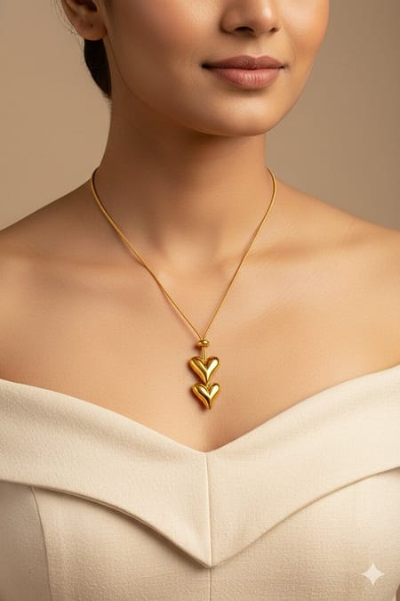 Adjustable Heart Pendant Necklace for women gold plated
