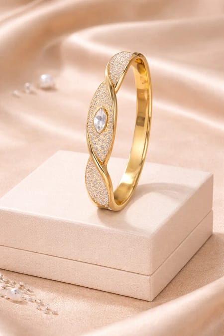 Elegant Crystal Leaf Gold Bracelet for Women