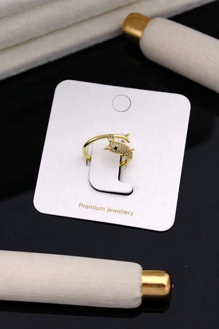 gold dolphin adjustable ring for women