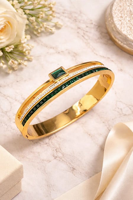 gold emerald stone bracelet for women