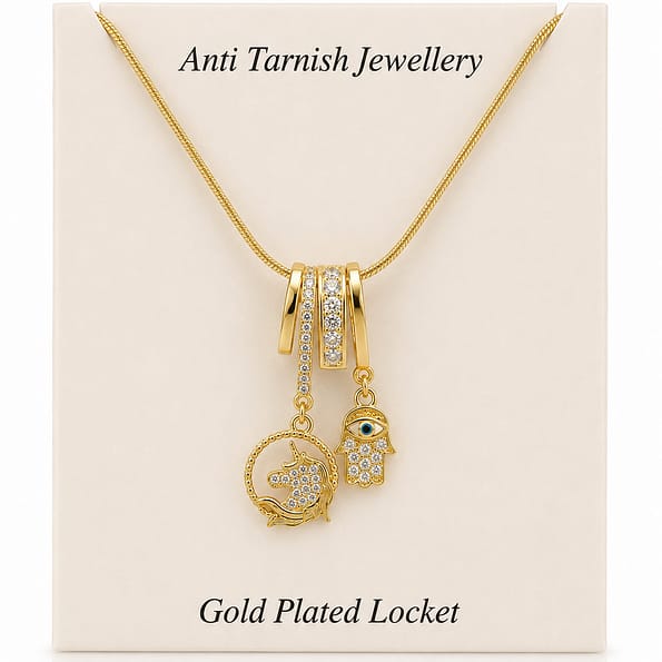 Anti Tarnish Gold Plated Evil Eye Pendant Necklace