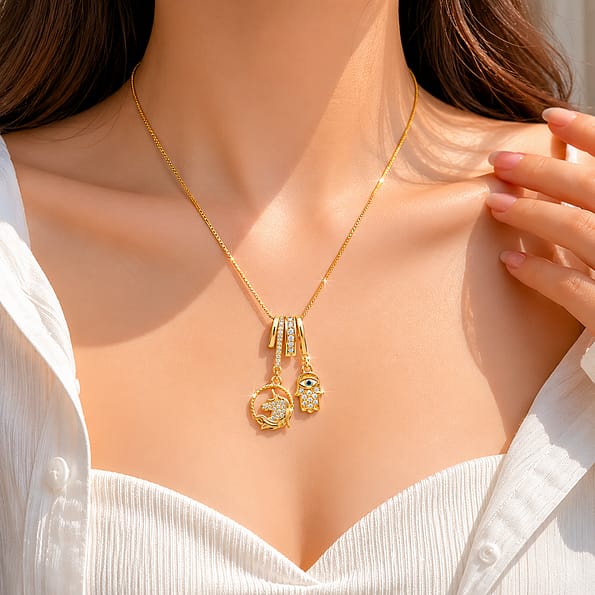 Anti Tarnish Gold Plated Evil Eye Pendant Necklace