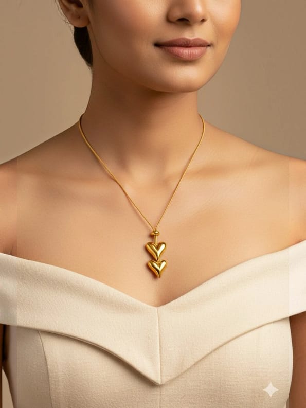 Adjustable Heart Pendant Necklace for women gold plated