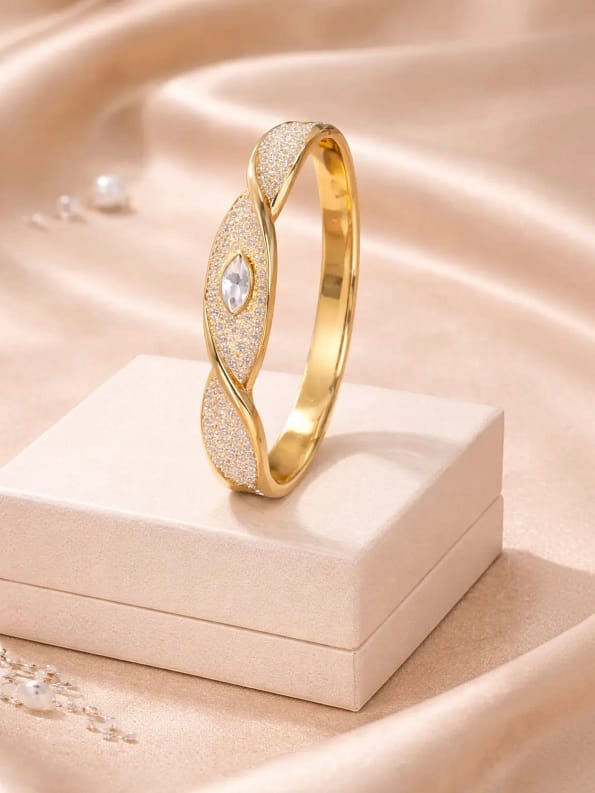 Elegant Crystal Leaf Gold Bracelet for Women