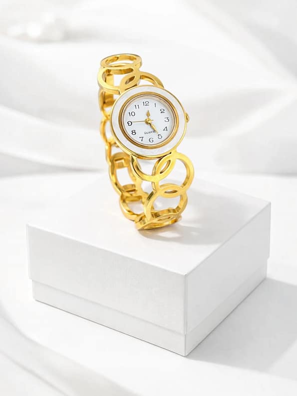 Gold Bracelet Style Watch for Women Elegant Analog Wrist Watch