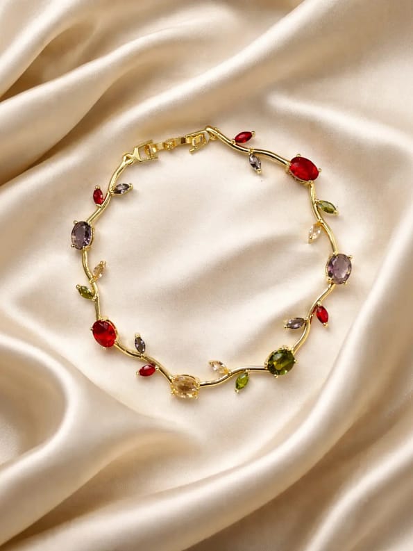 multicolor stone gold bracelet for women