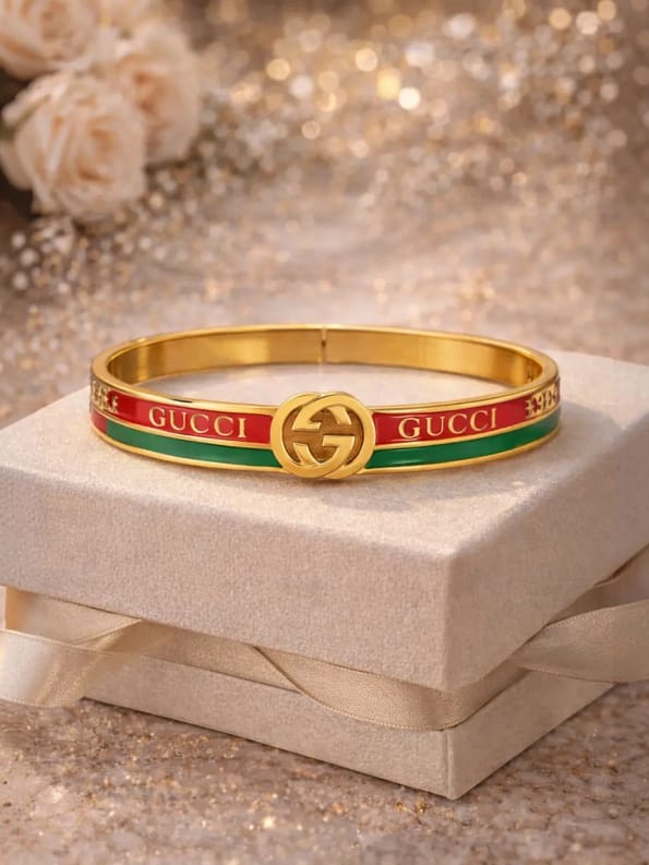 Luxury Italian Stripe Designer Gold Bracelet for Women