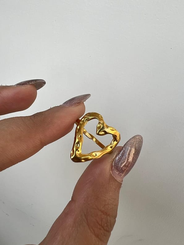 Elegant Gold Heart Shape Statement Ring for Women with Modern Design