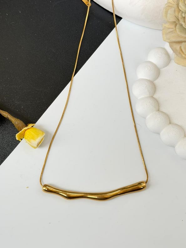 Golden Wave Bar Necklace