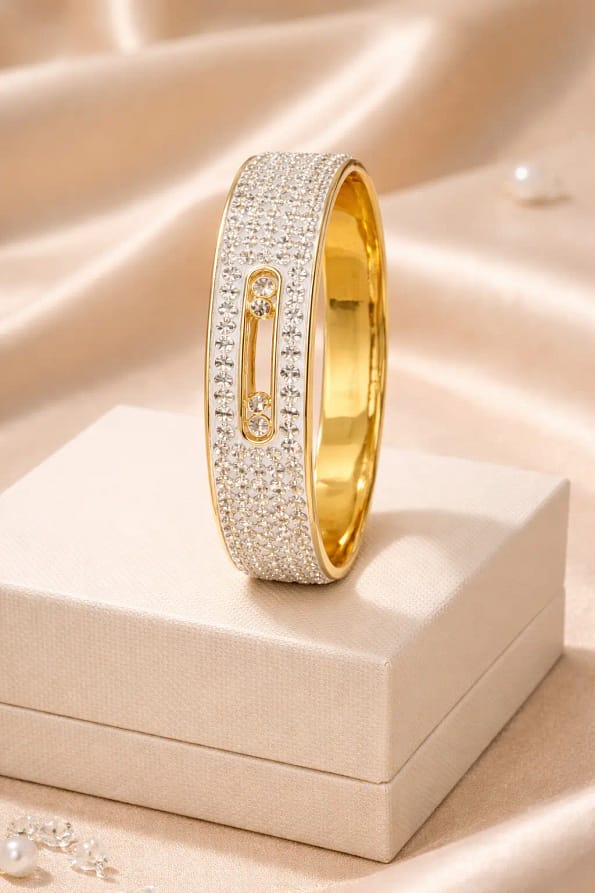 Luxury Crystal Wide Gold Bracelet for Women