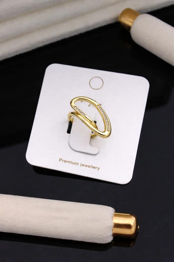 gold double loop adjustable ring for women