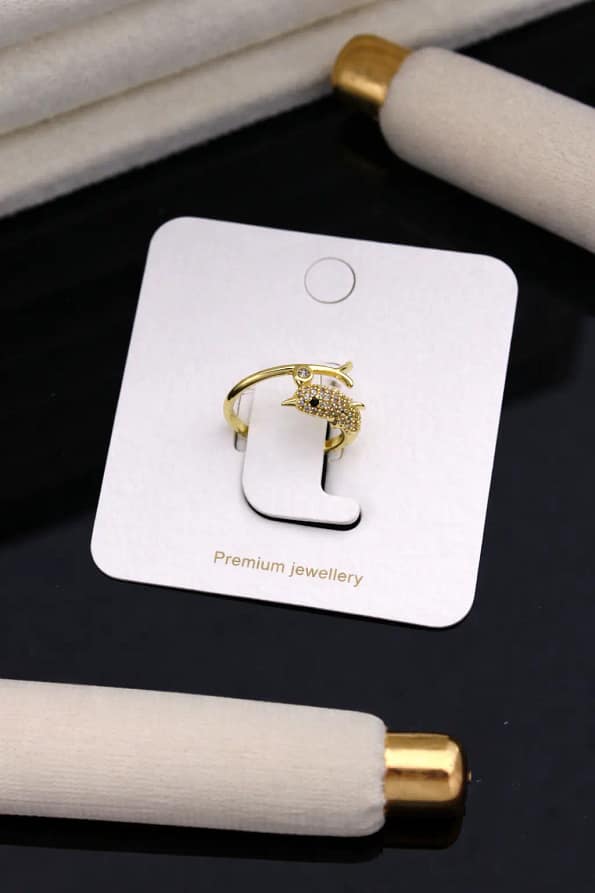 gold dolphin adjustable ring for women