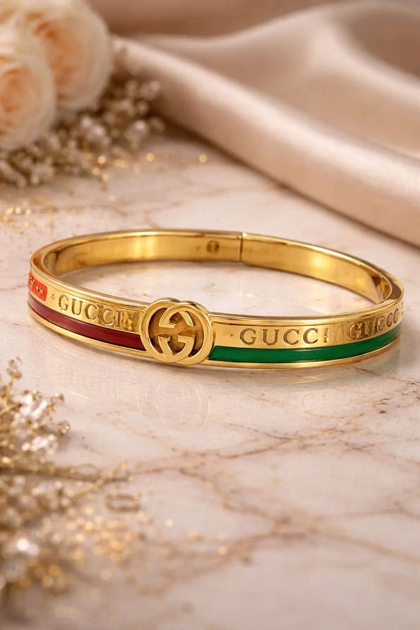 Luxury Italian Stripe Designer Gold Bracelet for Women